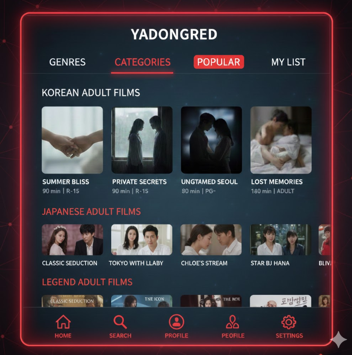 야동레드 전체 카테고리 화면