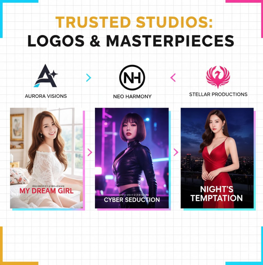 일본AV배우 제작사 로고와 작품 표지 비교 인포그래픽