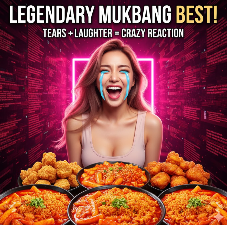 BJ가 맛있게 먹는 먹방 장면