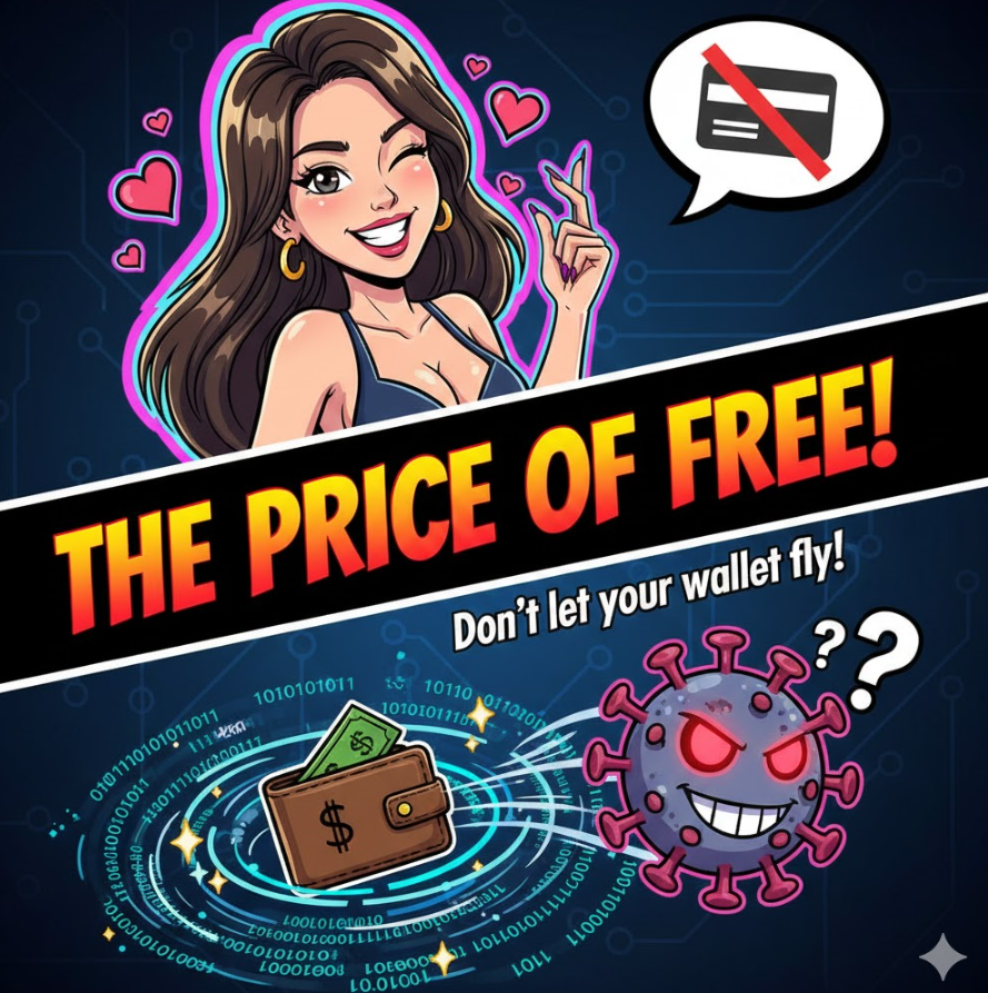 화려한 BJ 스트리밍 배너와 빨간 화살표로 이어진 도박 사이트, 지갑이 날아가는 코믹한 일러스트