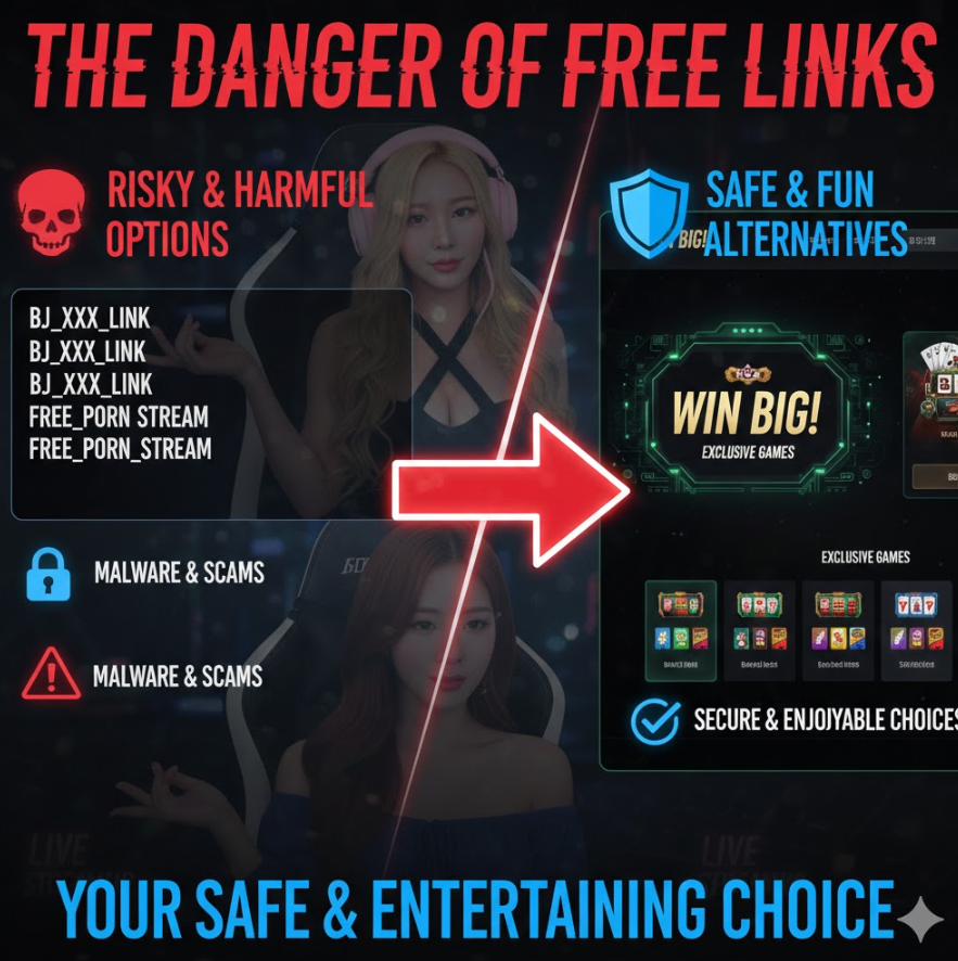 어두운 배경에 빨간 X 표시된 비교 인포그래픽, “안전하고 재미있는 선택” 텍스트