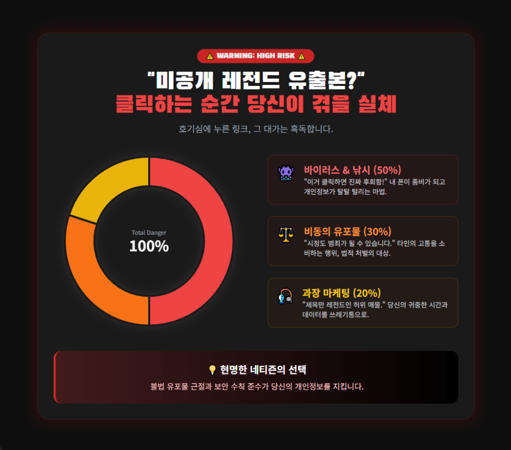 미공개 레전드 야동 유출본 위험 비율 인포그래픽